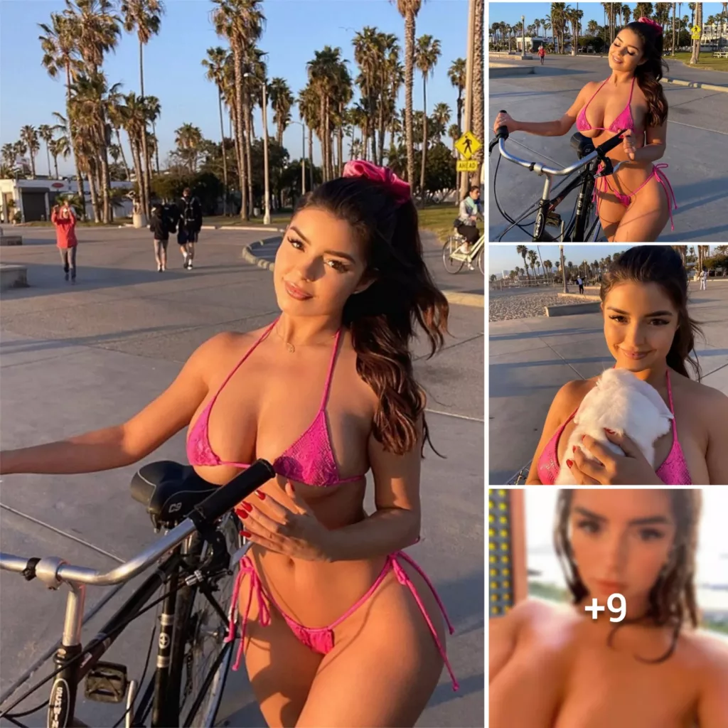 “Riding with Demi Rose: Her Pink Bikini Battles to Contain Curves”